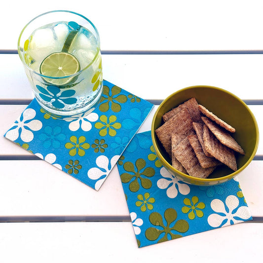 Modfest Design Blue/Green Paper Cocktail Napkin Set