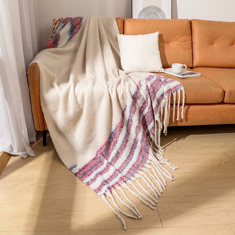 Soft & Cozy Boucle Knit Blanket with tassels