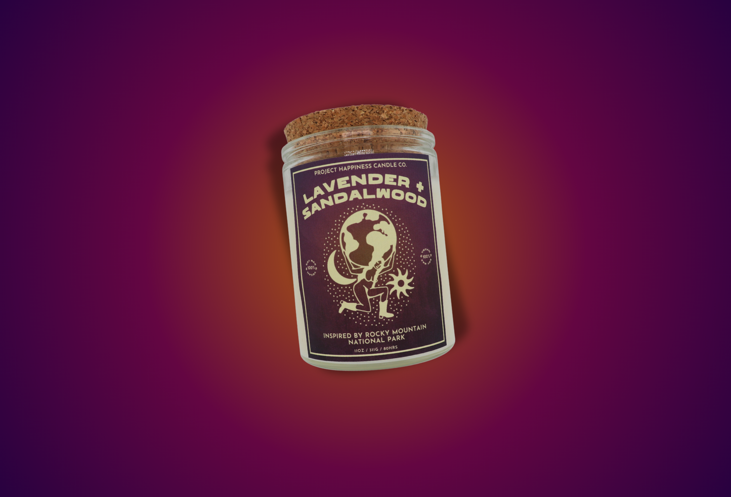 Lavender and Sandalwood Soy Candle - Rocky Mountain 11oz