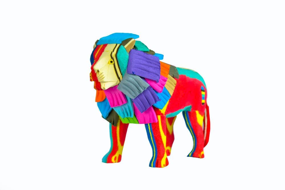 Recycled Lion Flip Flop Sculpture- colours vary