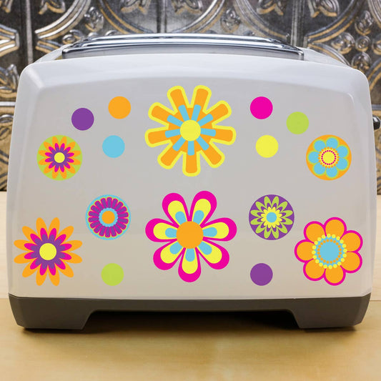 Mod Flowers 60s Color Palette Stickers Small Set of 60