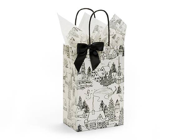 Winter Toile Christmas Gift Bags - 2 sizes