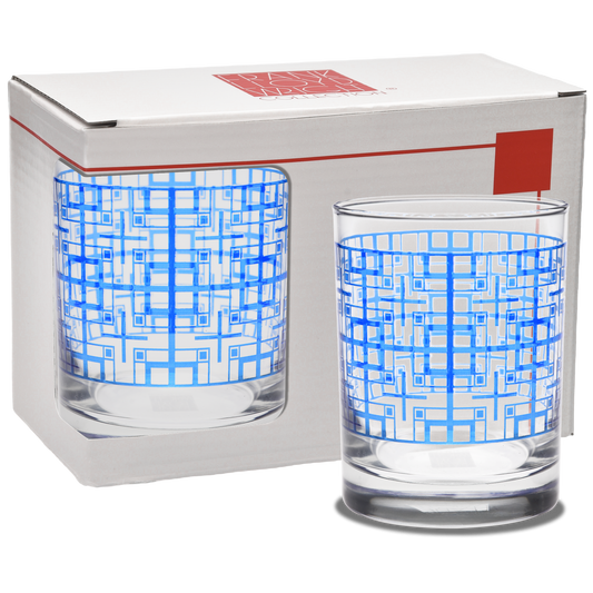 Frank Lloyd Wright Millard Tile - Blue DOF 14-Ounce Glass