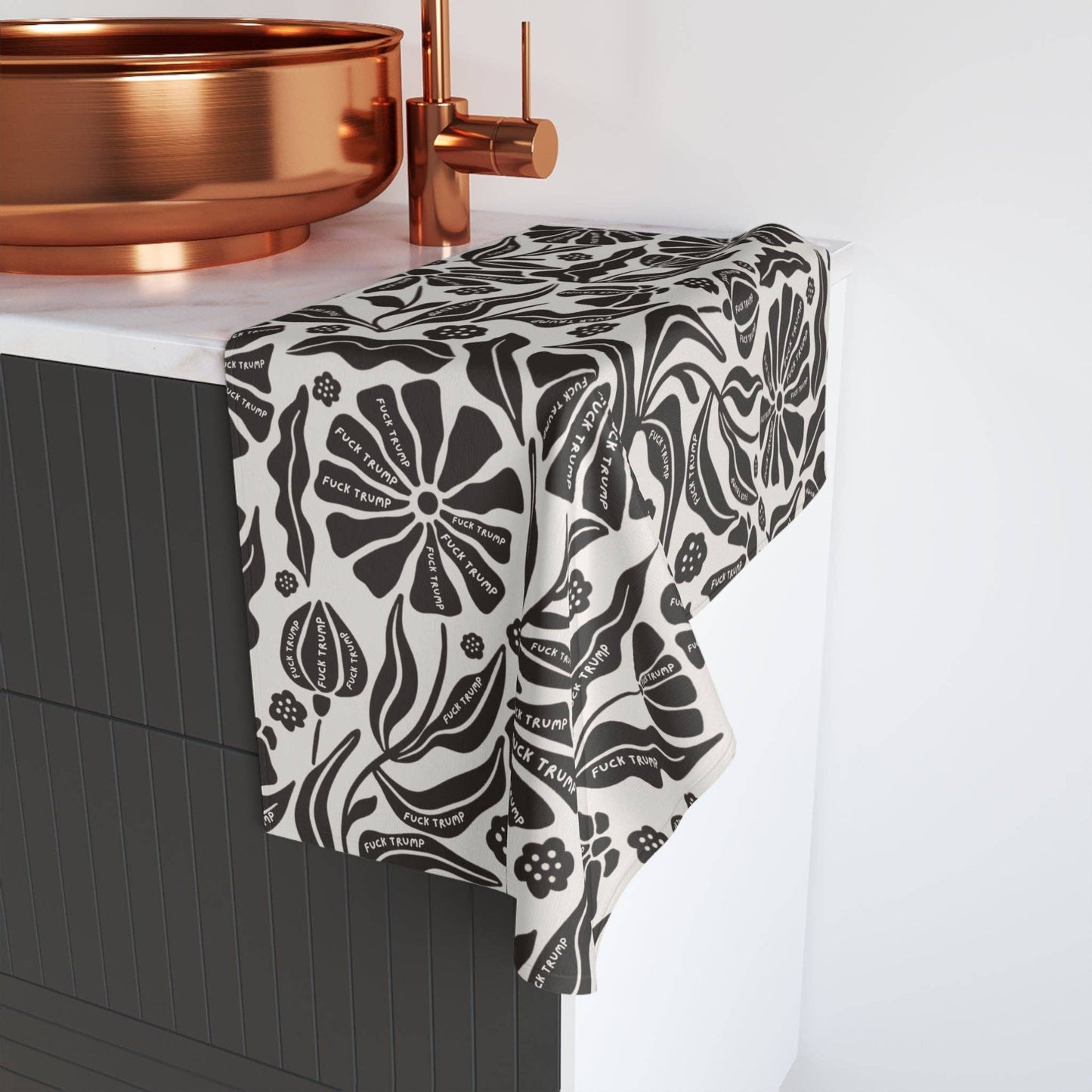 Subtle F*ck Trump Modern Flower Hand Towel