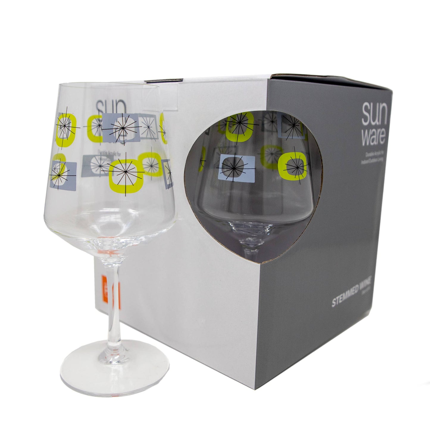 Atomic Acrylic Stemmed Wine (Set of 4) - Blue/Green