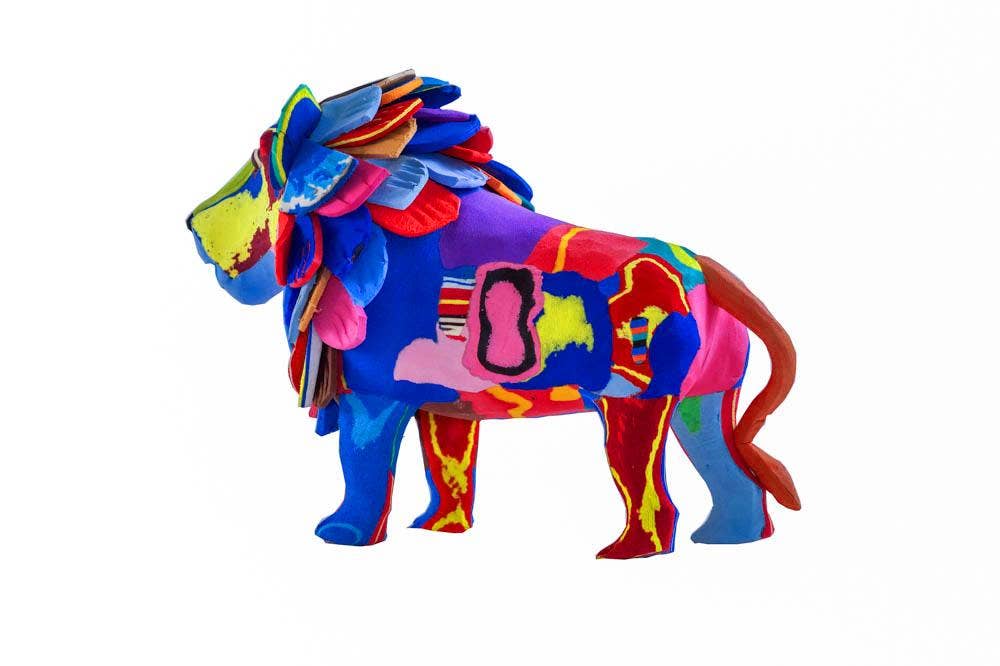 Recycled Lion Flip Flop Sculpture- colours vary