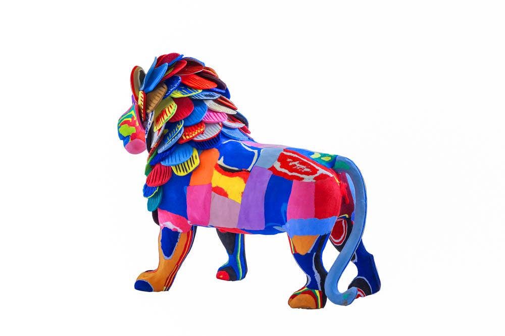 Recycled Lion Flip Flop Sculpture- colours vary
