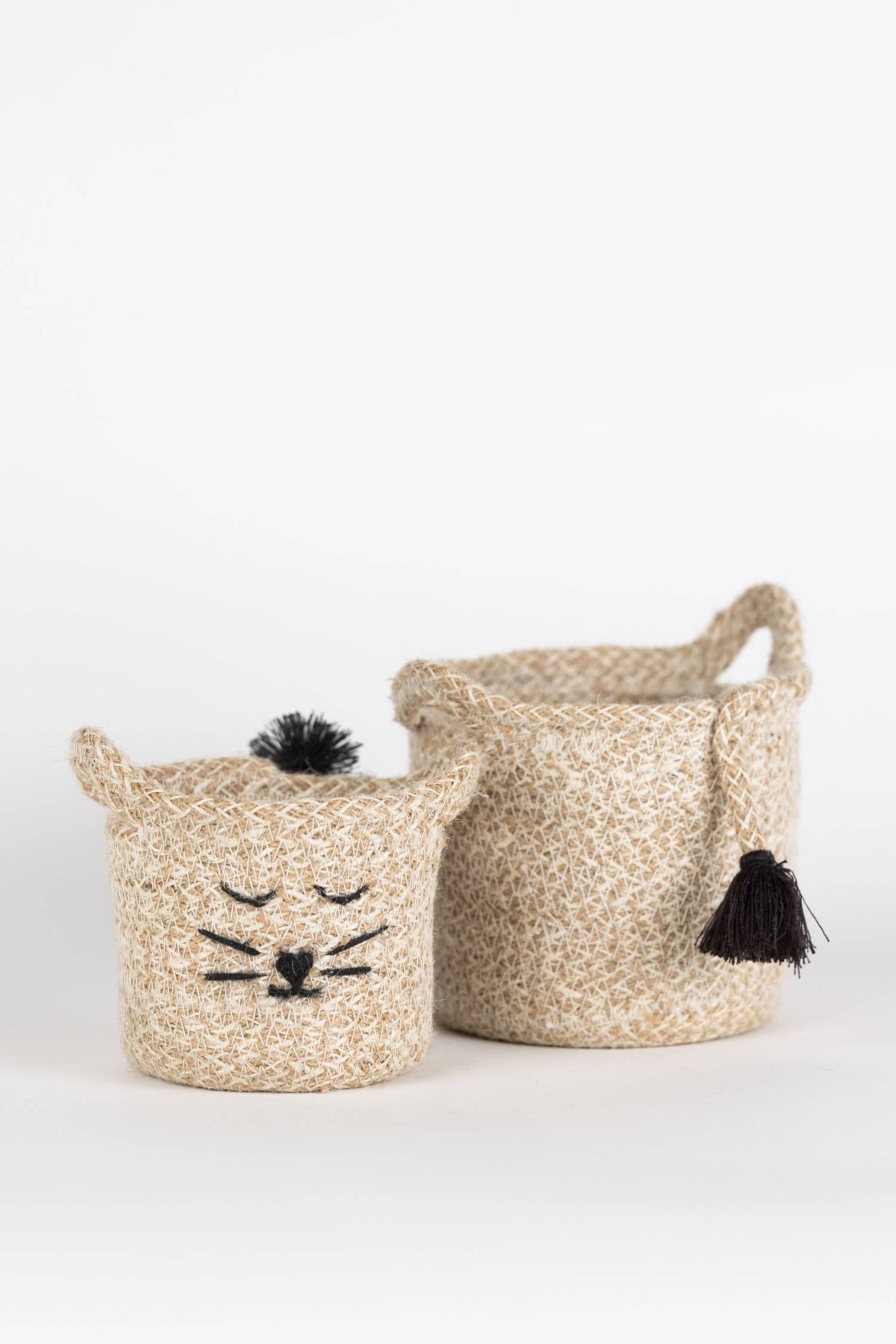 Cat Face Jute Basket - Small