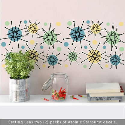 Retro Starburst Wall Stickers Retro Classic Set of 18