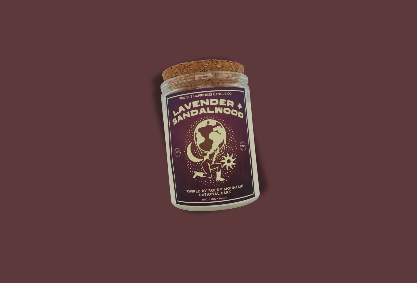 Lavender and Sandalwood Soy Candle - Rocky Mountain 11oz