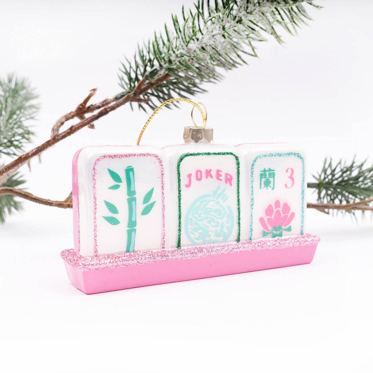 Mahjong Tile Hand-Painted Glass Ornament