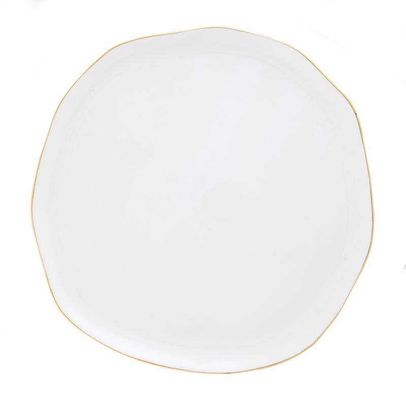 Gold Rim Organic Tray - White + Gold