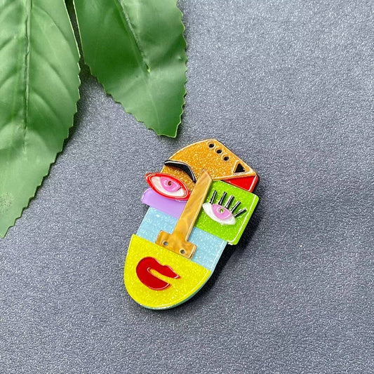 Abstract Face Acrylic Brooch