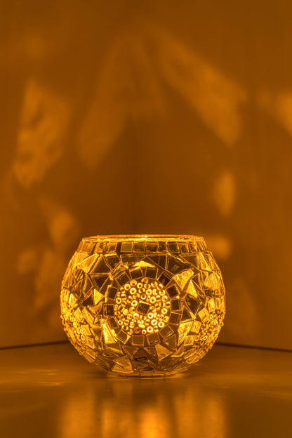 Mosaic Glass Candle Holders | Christmas Holiday Decor- multi-colored