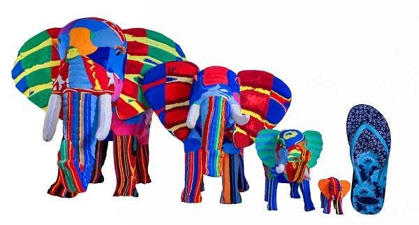 Kenyan Heritage Elephant Flip Flop Sculpture- colours vary