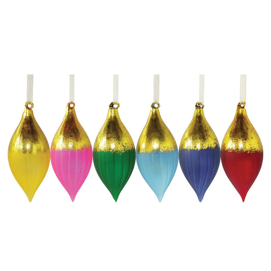 Christmas Boho Shimmering Gold Glass Ornament-Green