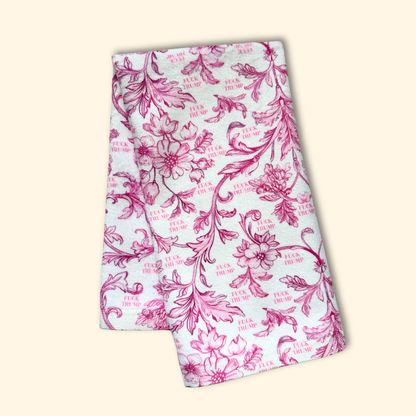 Pink Toile de Jouy F*ck Trump Hand Towel