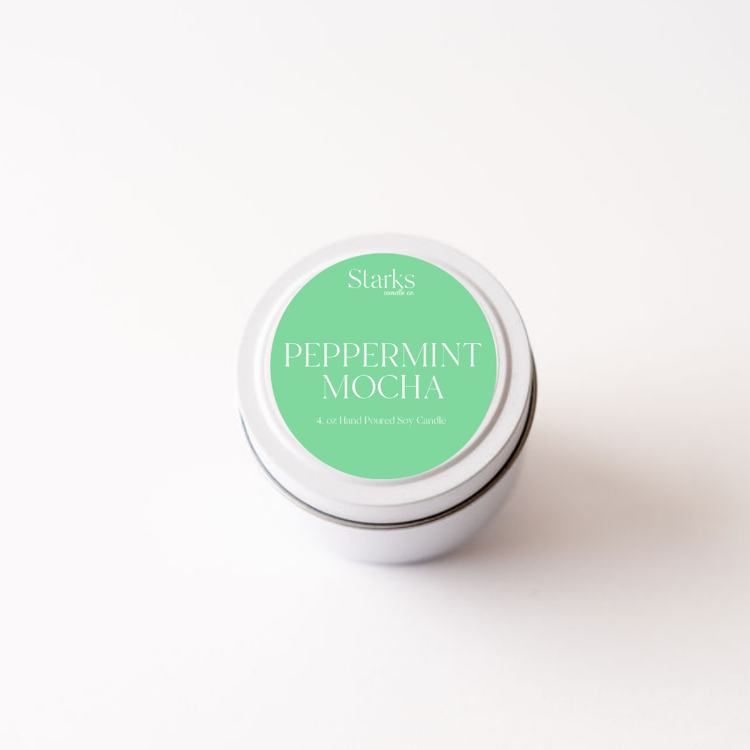 Peppermint mocha Holiday candle collection 4 oz. tin