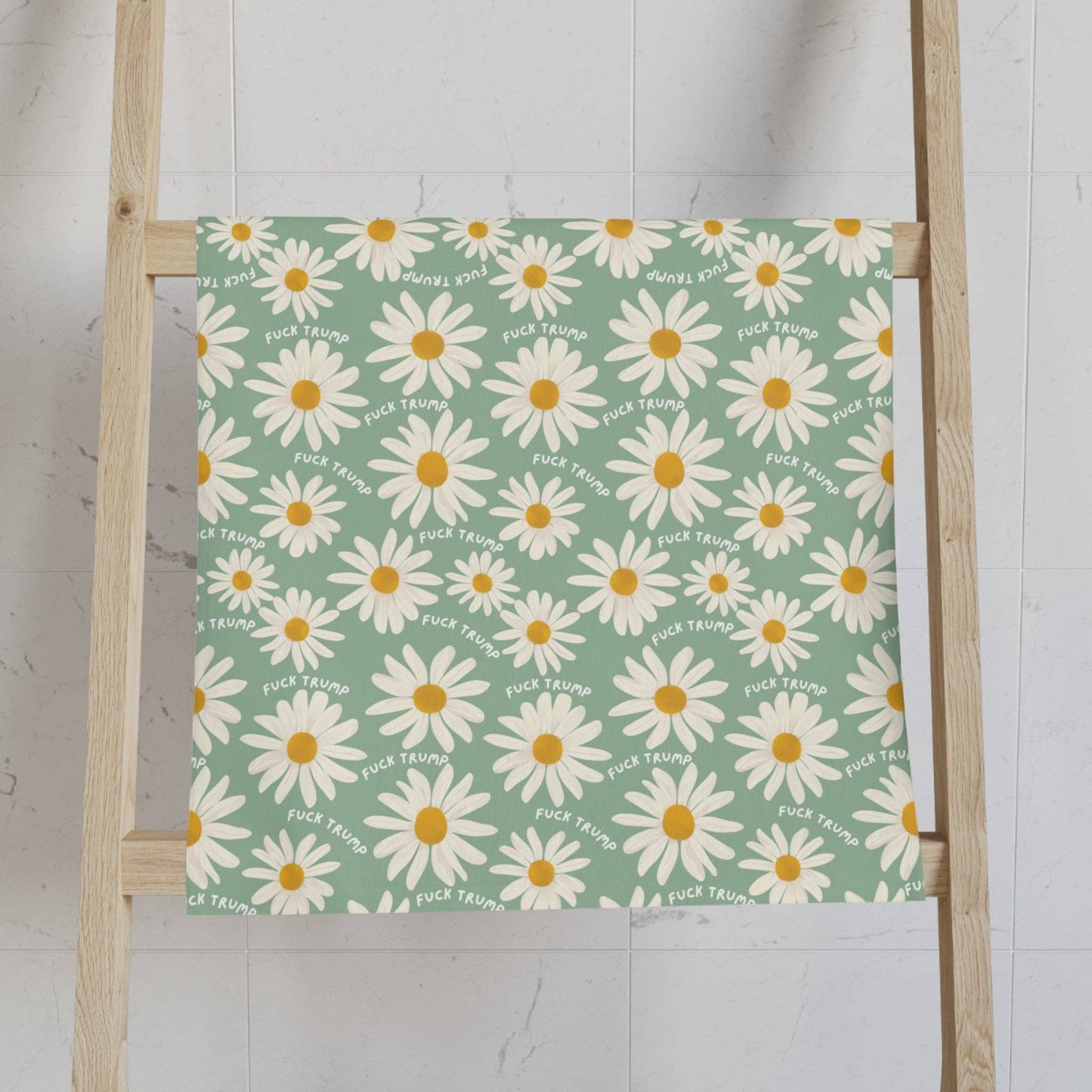 Subtle Retro F*ck Trump Daisy Hand Towel