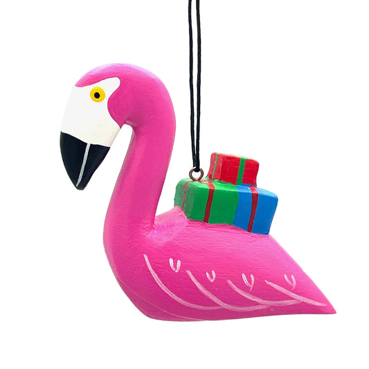 Holiday Flamingo- Balsa Ornament
