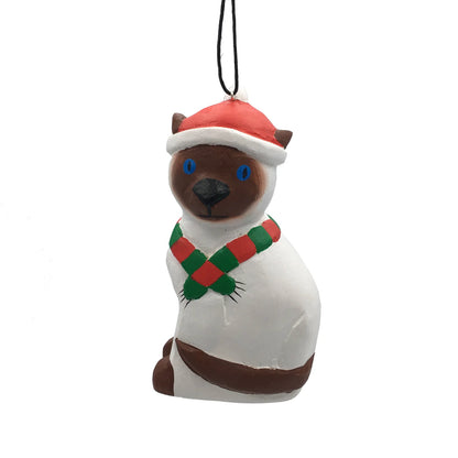 Holiday Siamese Cat- Balsa Ornament