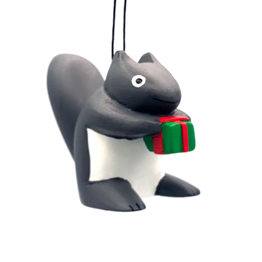Holiday Squirrel- Balsa Ornament