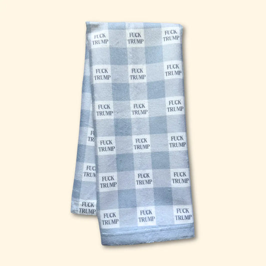 Subtle F* Trump Grey Gingham Hand Towel