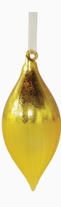 Christmas Boho Shimmering Gold Glass Ornament- Gold