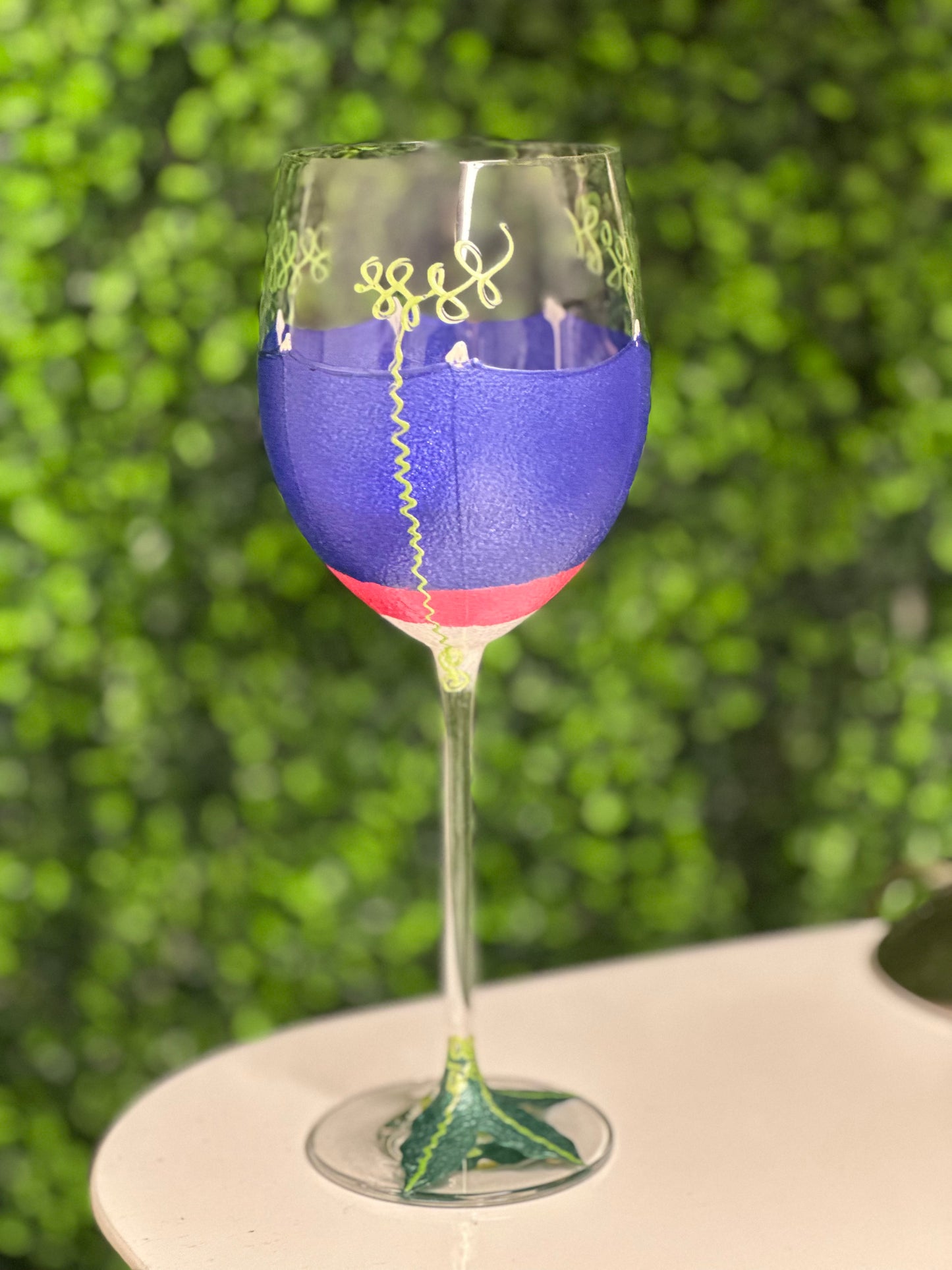 Hand-painted Wine Glass by Vikki Smith