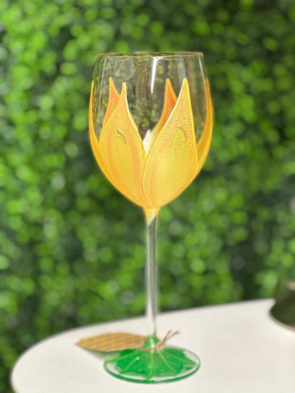 Hand-painted Wine Glass by Vikki Smith
