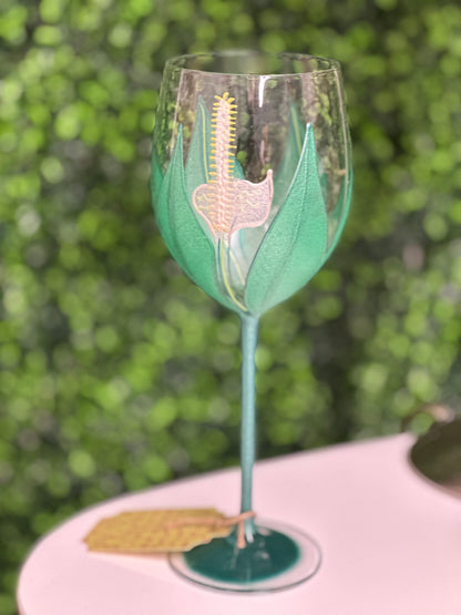 Hand-painted Wine Glass by Vikki Smith
