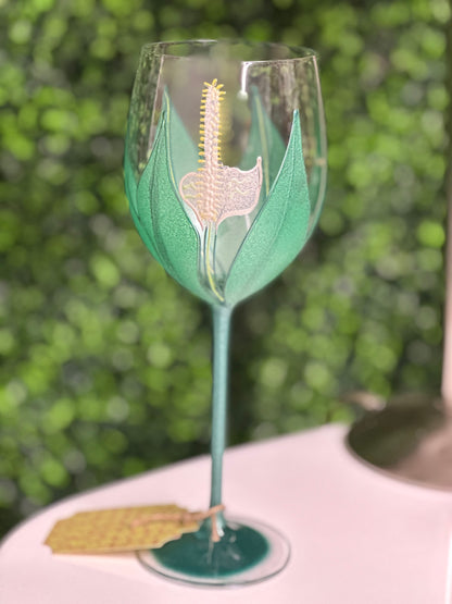 Hand-painted Wine Glass by Vikki Smith