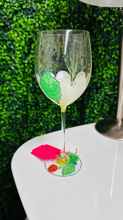 Hand-painted Wine Glass by Vikki Smith
