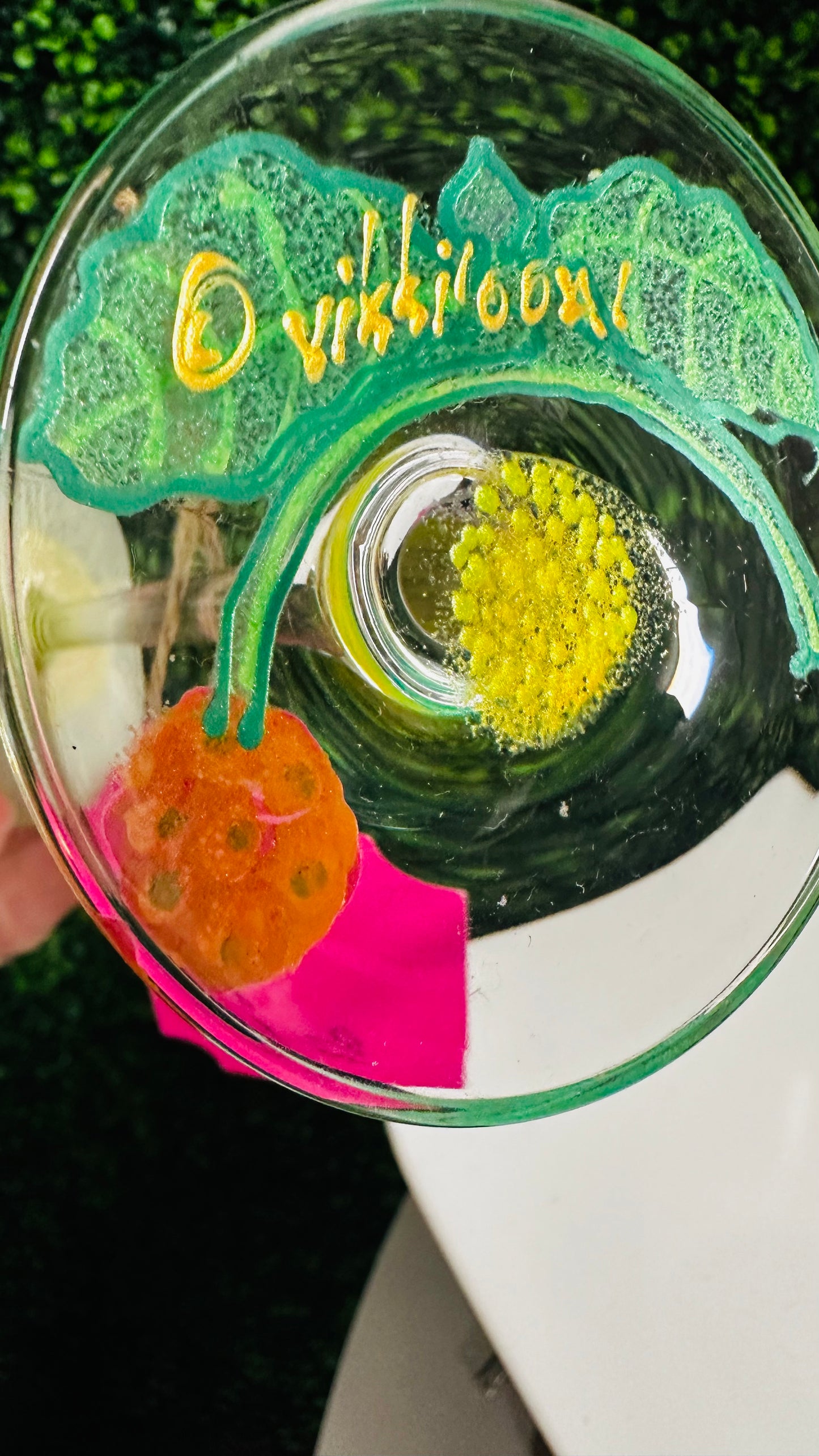 Hand-painted Wine Glass by Vikki Smith