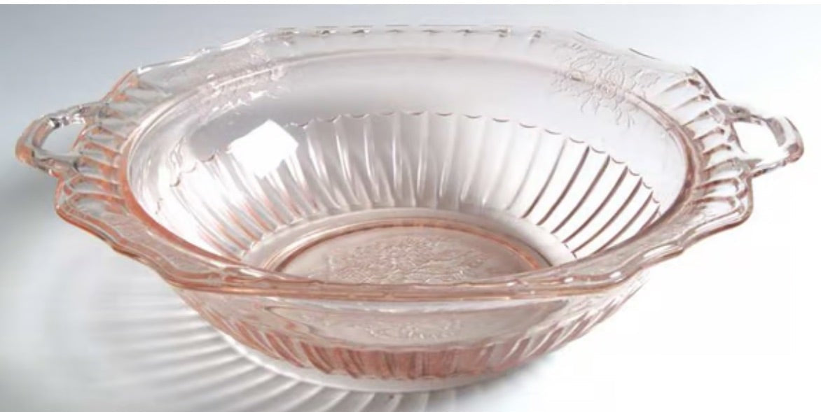 Vintage 11" Handled Serving Bowl, Open Rose