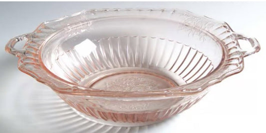 Vintage 11" Handled Serving Bowl, Open Rose