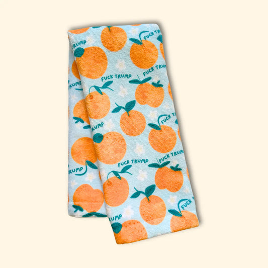 Subtle F* Trump Oranges Hand Towel [blue]
