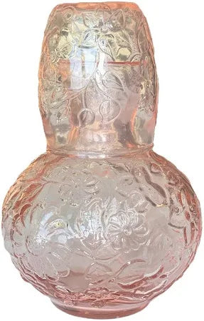 Pink Depression Glass Bedside Water Carafe w/Glass