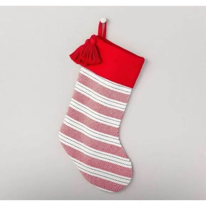 Stocking- Red w/Poms Lg Flecks