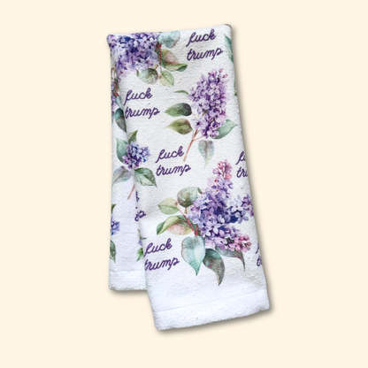 Subtle Lilac F*ck Trump Hand Towel
