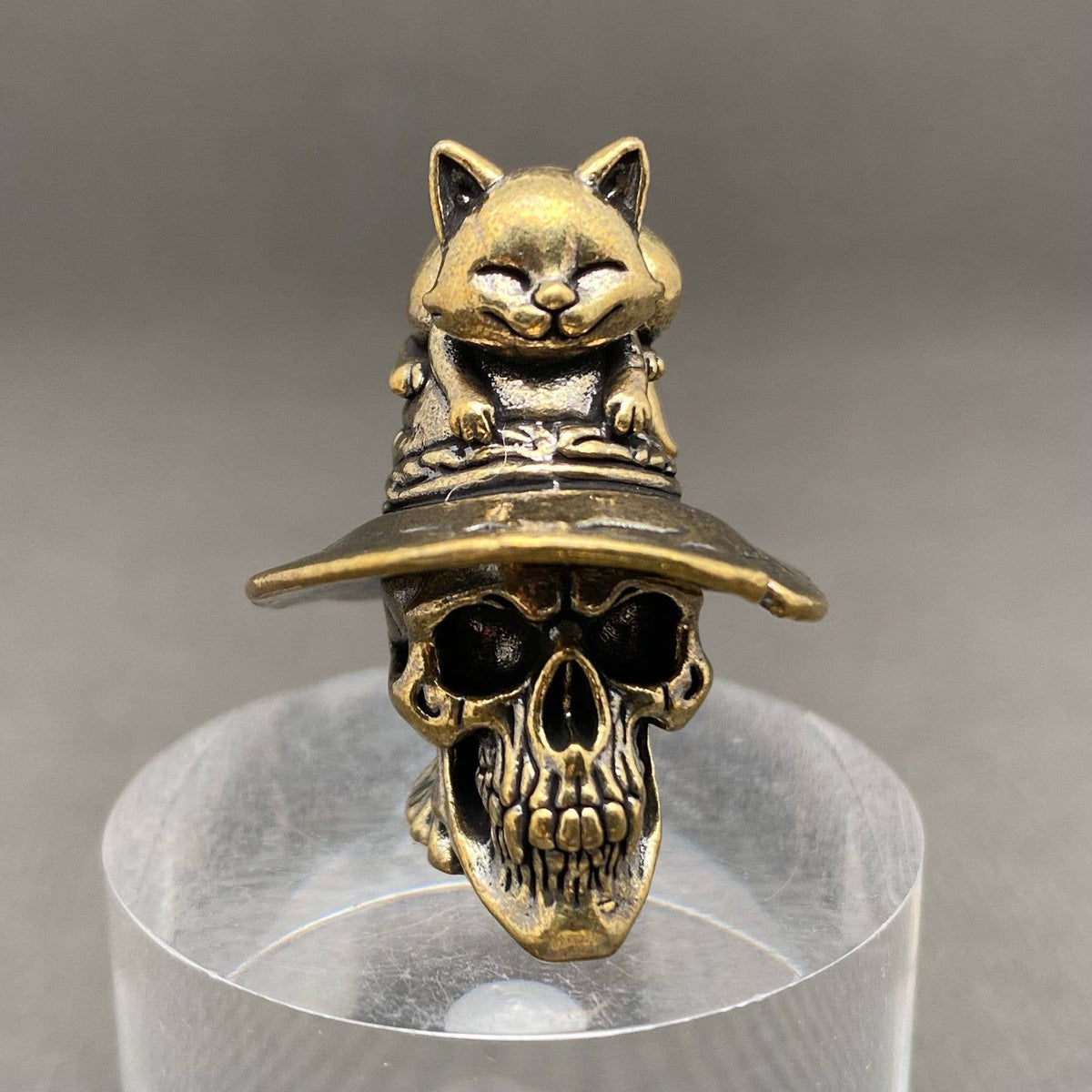 The Cat On The Skull Brass Crafts Desktop Ornaments