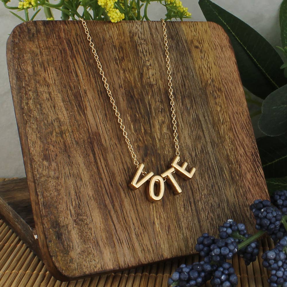 Gold Letter VOTE Necklace