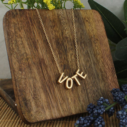 Gold Letter VOTE Necklace