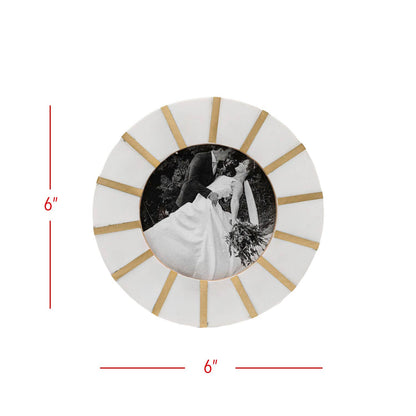 4x4 Photo Ansel Round Picture Frame Brass Inlay Resin