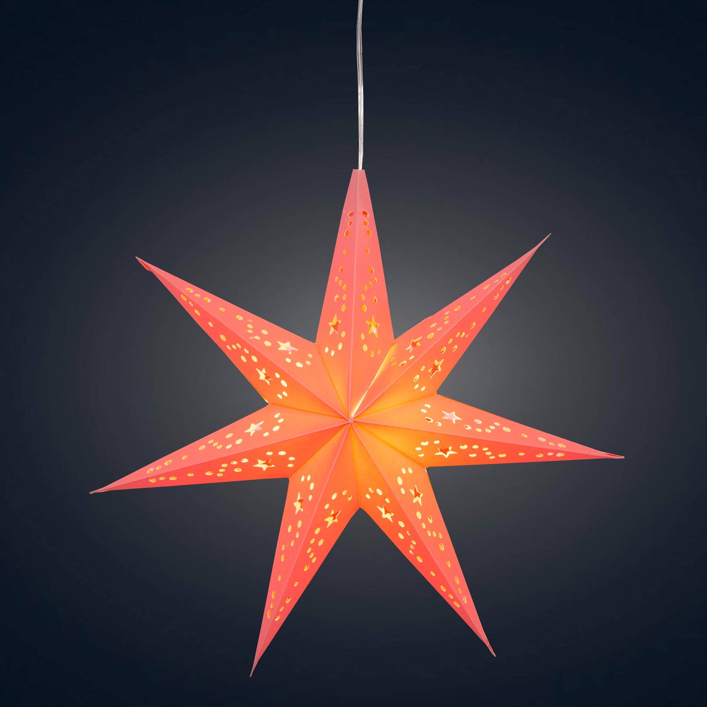 Twinkle Star 7 Point 9" Pink Paper Star Lantern Light