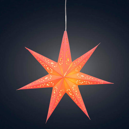 Twinkle Star 7 Point 9" Pink Paper Star Lantern Light