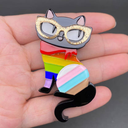 Colorful Acrylic Cat Brooch