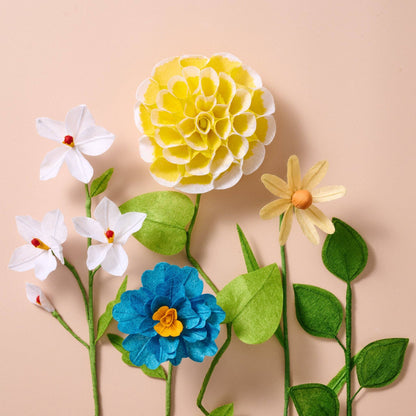 Silk Paper Dahlia Flowers - Yellow