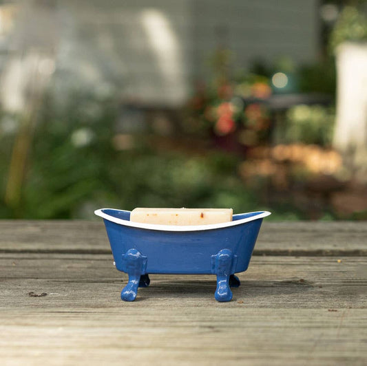 Blue Enamel Bathtub Metal Soap Dish
