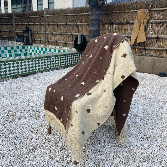 Cozy Knit Faux Flannel Throw Blanket with Tassel